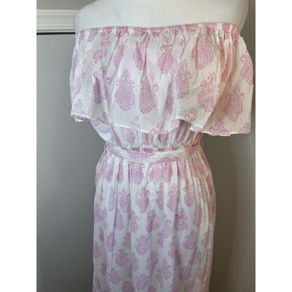 Mer St. Barth Benoite Maxi Dress Pink Paisley Off The Shoulder LRG 10/12 - Picture 3 of 12
